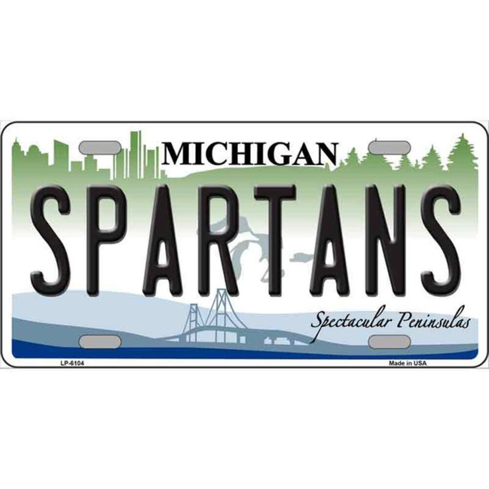 NCAA  Michigan State License Plate Background Spartans Metal Tag Wall Sign New